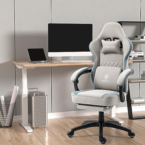 Chaise Gaming Dowinx Avec Coussin à Ressorts - Cuir PU, Repose-pieds Et Massage Lombaire - Support 135kg (gris Noir)